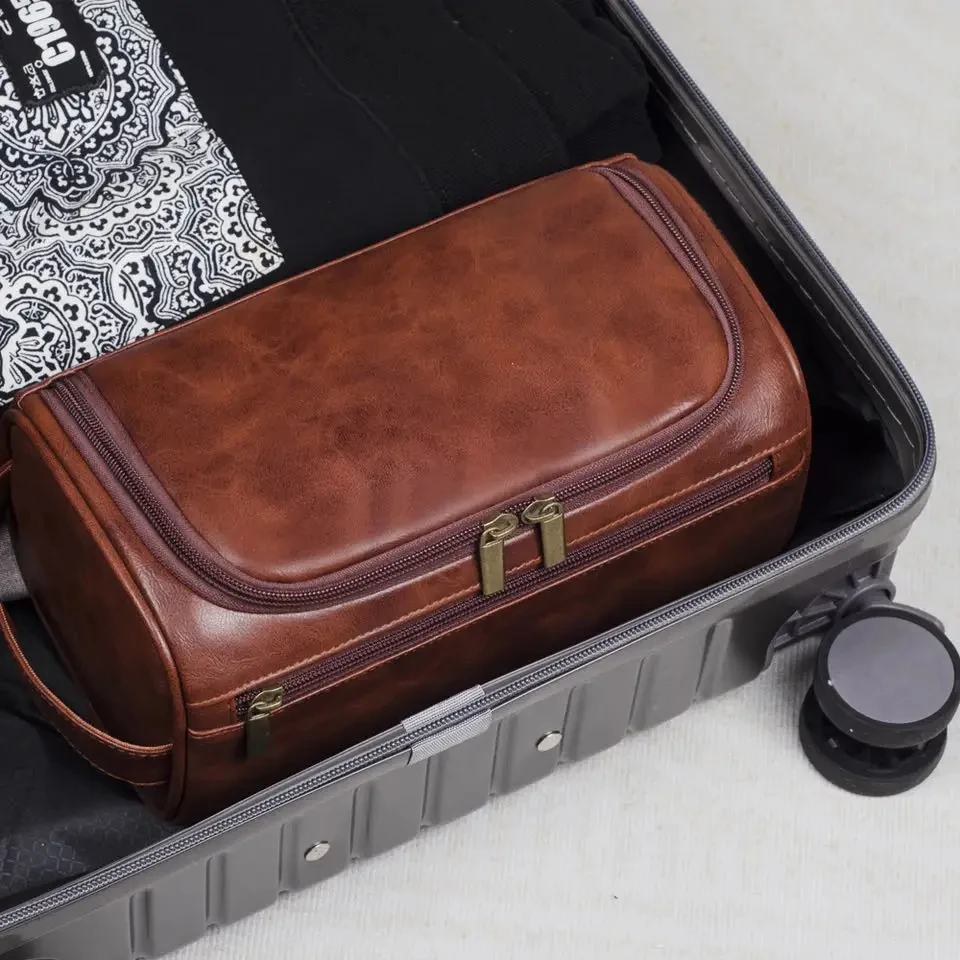 NEW Leather Toiletry Bag for Men Women Dopp Kit Mens Hanging Toiletry Bag Travel Bag for Traveling Large Cosmetic Bag for T