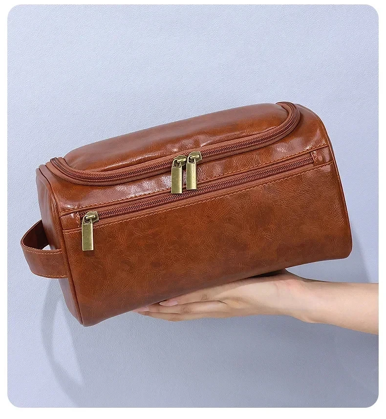 NEW Leather Toiletry Bag for Men Women Dopp Kit Mens Hanging Toiletry Bag Travel Bag for Traveling Large Cosmetic Bag for T