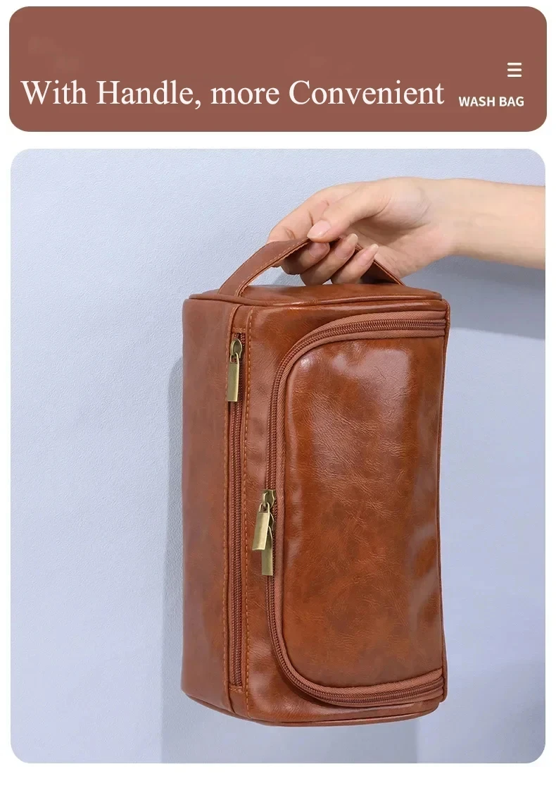 NEW Leather Toiletry Bag for Men Women Dopp Kit Mens Hanging Toiletry Bag Travel Bag for Traveling Large Cosmetic Bag for T