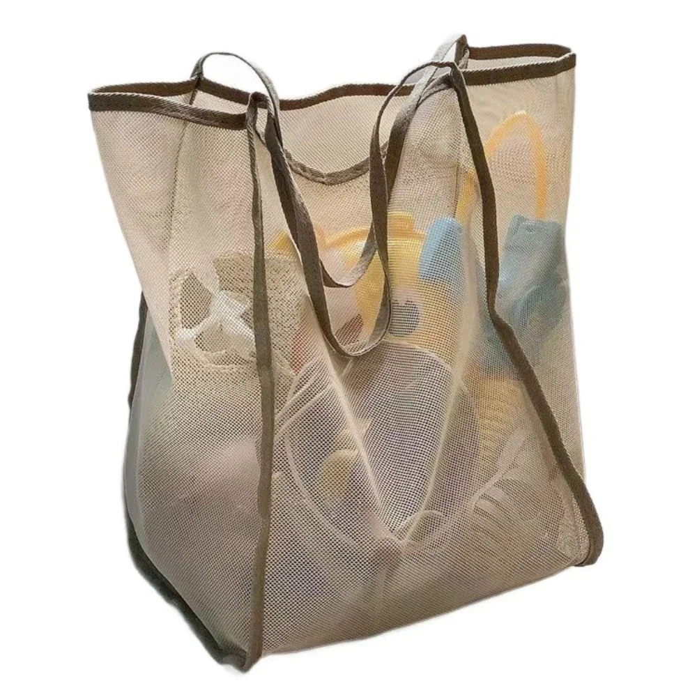 Large Mesh Beach Tote Bag Lightweight Breathable Shoulder Bag For Pool Travel Towels Toys Shopping