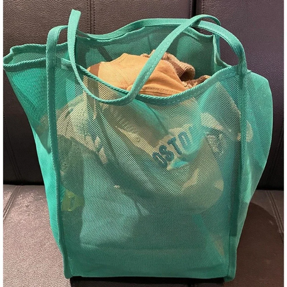 Large Mesh Beach Tote Bag Lightweight Breathable Shoulder Bag For Pool Travel Towels Toys Shopping
