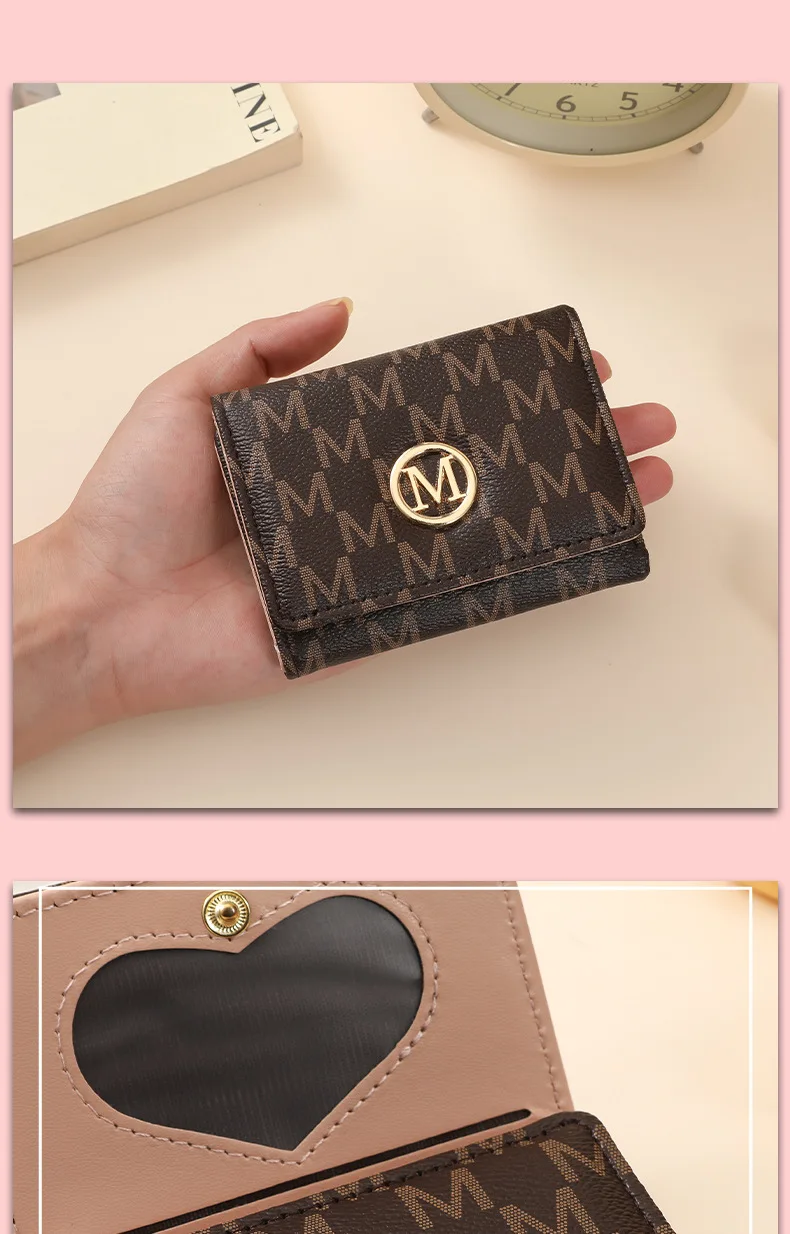 New Women's PU Print Short Wallet High-end Coin Purse Fashion Three Fold Multi Card Slots Multi-functional Female Small Wallet