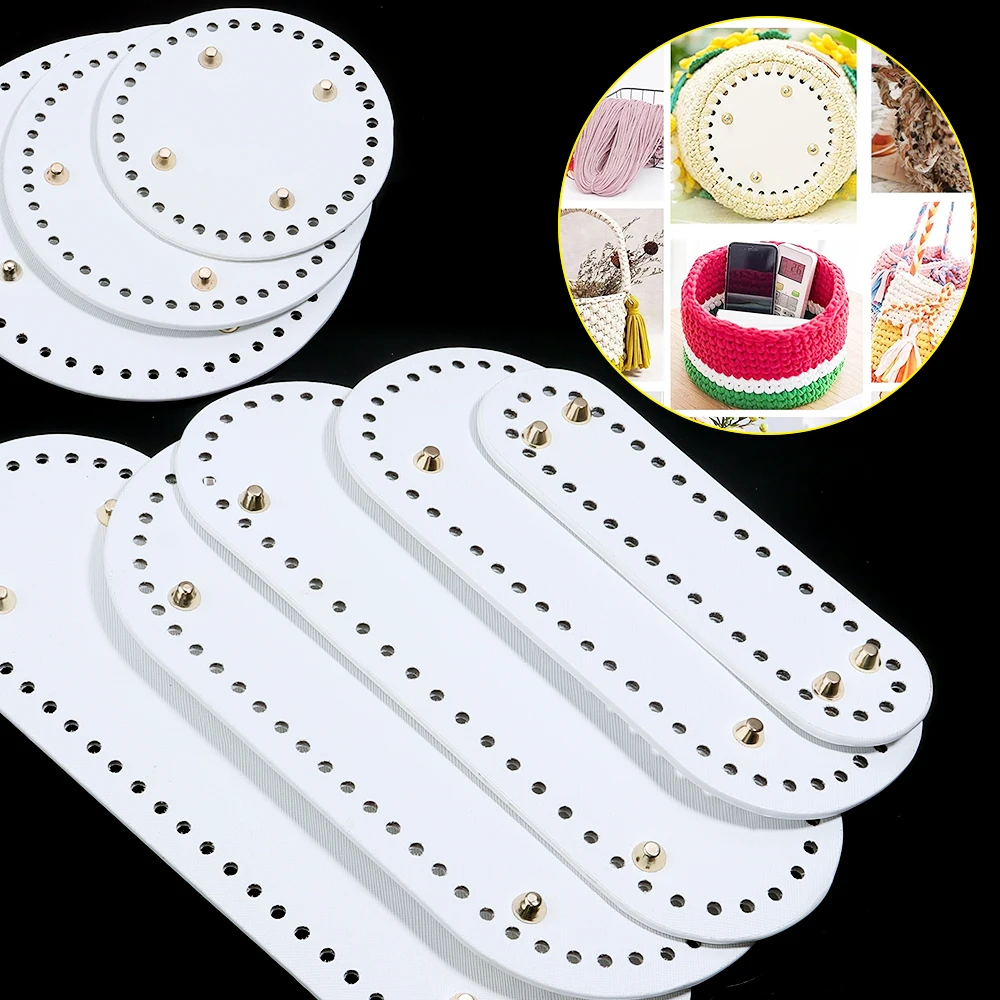 1pc/lot 12/15/18cm Round PU Leather Bag Bottom Hand-woven Bag Rivets Baseplate For DIY Handbag Cushion Pad Base Accessories