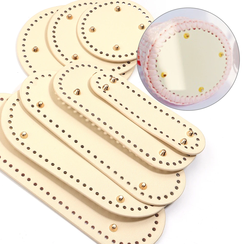 1pc/lot 12/15/18cm Round PU Leather Bag Bottom Hand-woven Bag Rivets Baseplate For DIY Handbag Cushion Pad Base Accessories