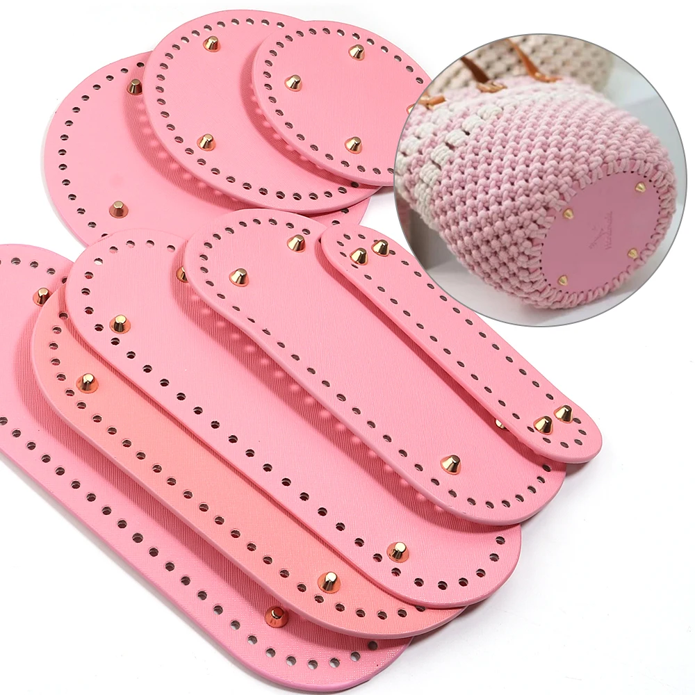 1pc/lot 12/15/18cm Round PU Leather Bag Bottom Hand-woven Bag Rivets Baseplate For DIY Handbag Cushion Pad Base Accessories