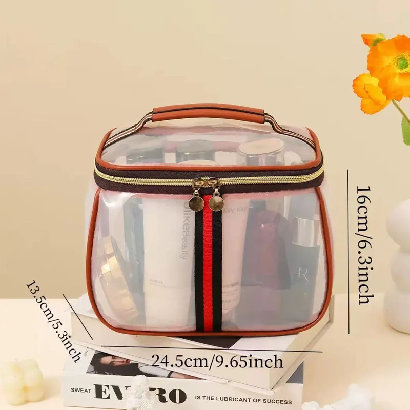 Portable Toiletry Bag Luxury Sensation Handheld Cosmetic Bag Transparent Large Capacity Waterproof PVC Makeup Bag