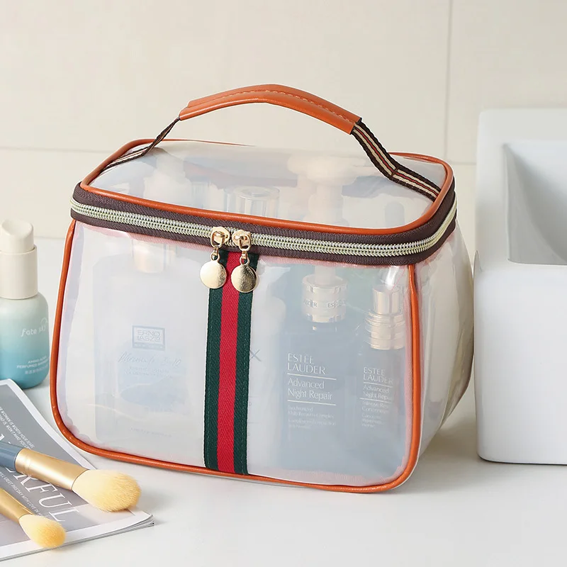 Portable Toiletry Bag Luxury Sensation Handheld Cosmetic Bag Transparent Large Capacity Waterproof PVC Makeup Bag