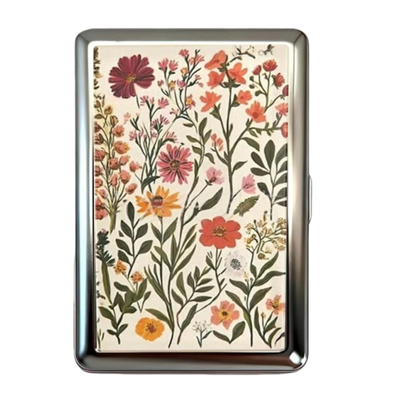 Versatile Metal Cigarette Case with Easy Snap Art Deco Illustration Armored Wallet Credit Card Case Gift for Him & Her