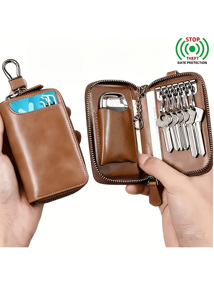 Genuine KeyChain Car Key Unisex Key Bag Multifunction Organizer Wallet Holder Smart Housekeeper Car Small Key Case Keys