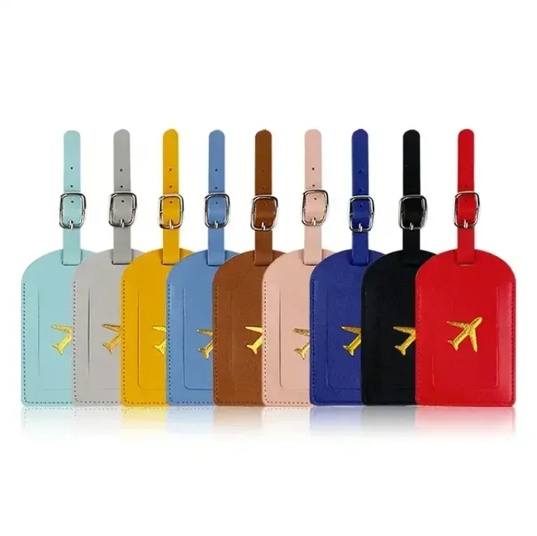 Stamped Leather Business Luggage Tag Suitcase Address Label Luggage Boarding Case Label Name ID Address Clip Travel Accessories