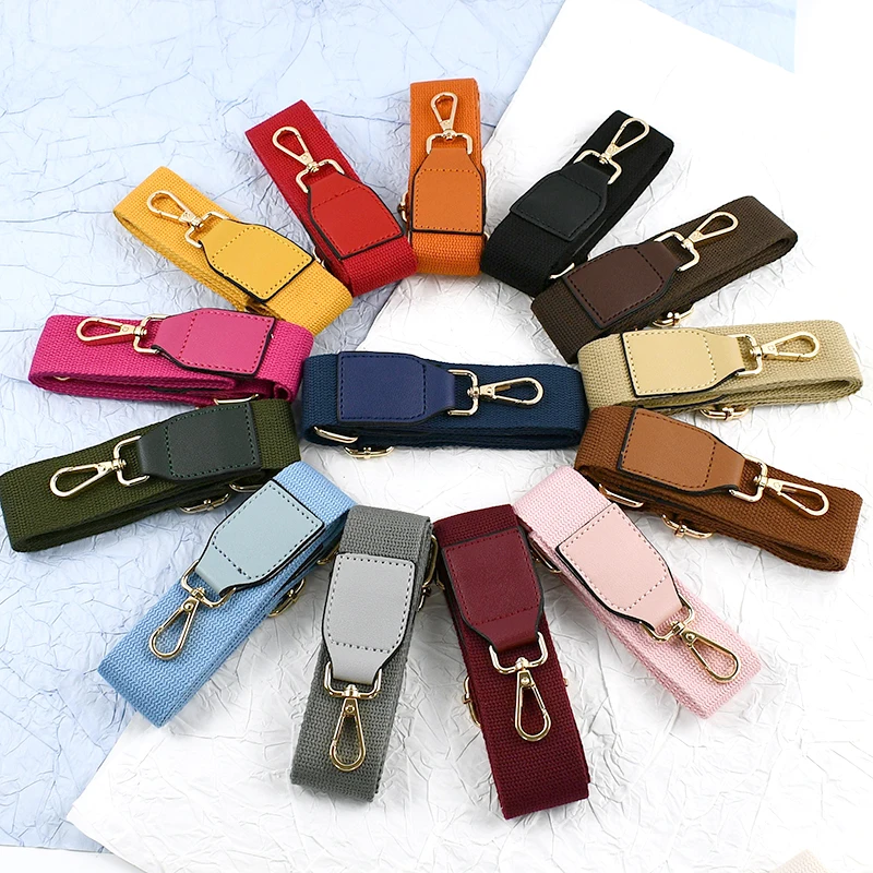 1Pc Deepeel 3.8cm Canvas Cotton Bags Strap 80-130cm Adjust Webbing Handbag Crossbody Replacement Shoulder Straps Bag Accessories