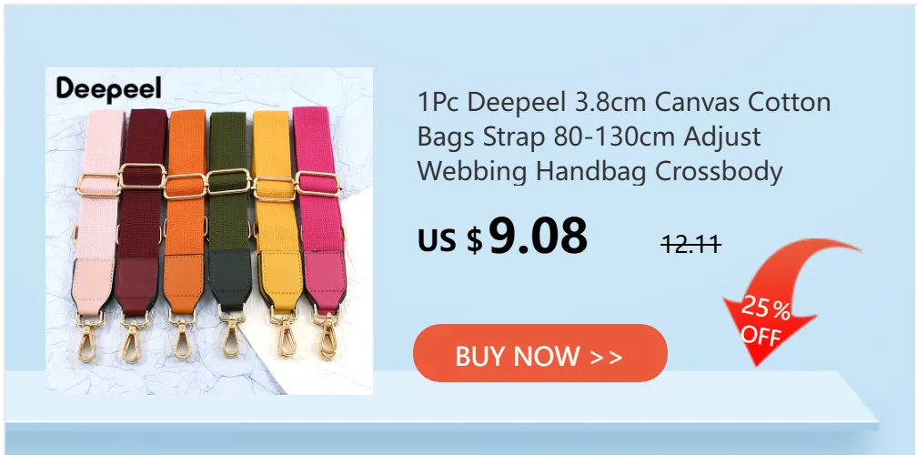 1Pc Deepeel 3.8cm Canvas Cotton Bags Strap 80-130cm Adjust Webbing Handbag Crossbody Replacement Shoulder Straps Bag Accessories