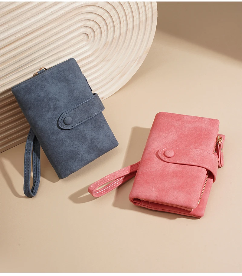 Baellerry Women Short Wallets Top Quality Card Holder Snap Button Zipper Femal Coin Compact Simple Card Clips For Girls
