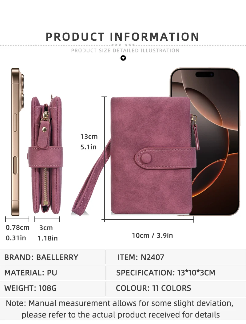 Baellerry Women Short Wallets Top Quality Card Holder Snap Button Zipper Femal Coin Compact Simple Card Clips For Girls
