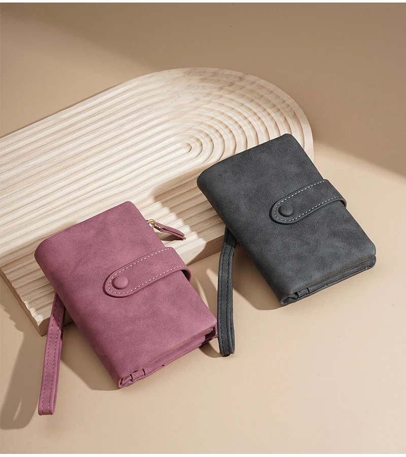 Baellerry Women Short Wallets Top Quality Card Holder Snap Button Zipper Femal Coin Compact Simple Card Clips For Girls