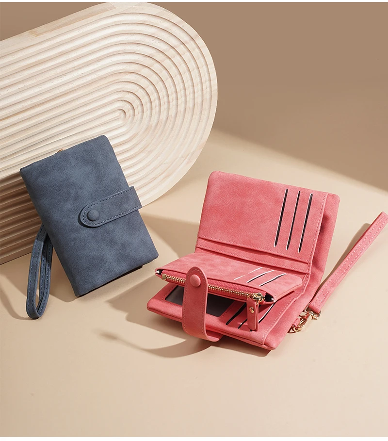 Baellerry Women Short Wallets Top Quality Card Holder Snap Button Zipper Femal Coin Compact Simple Card Clips For Girls