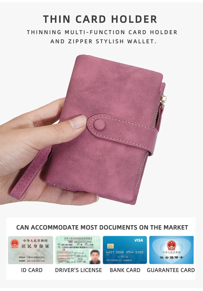 Baellerry Women Short Wallets Top Quality Card Holder Snap Button Zipper Femal Coin Compact Simple Card Clips For Girls