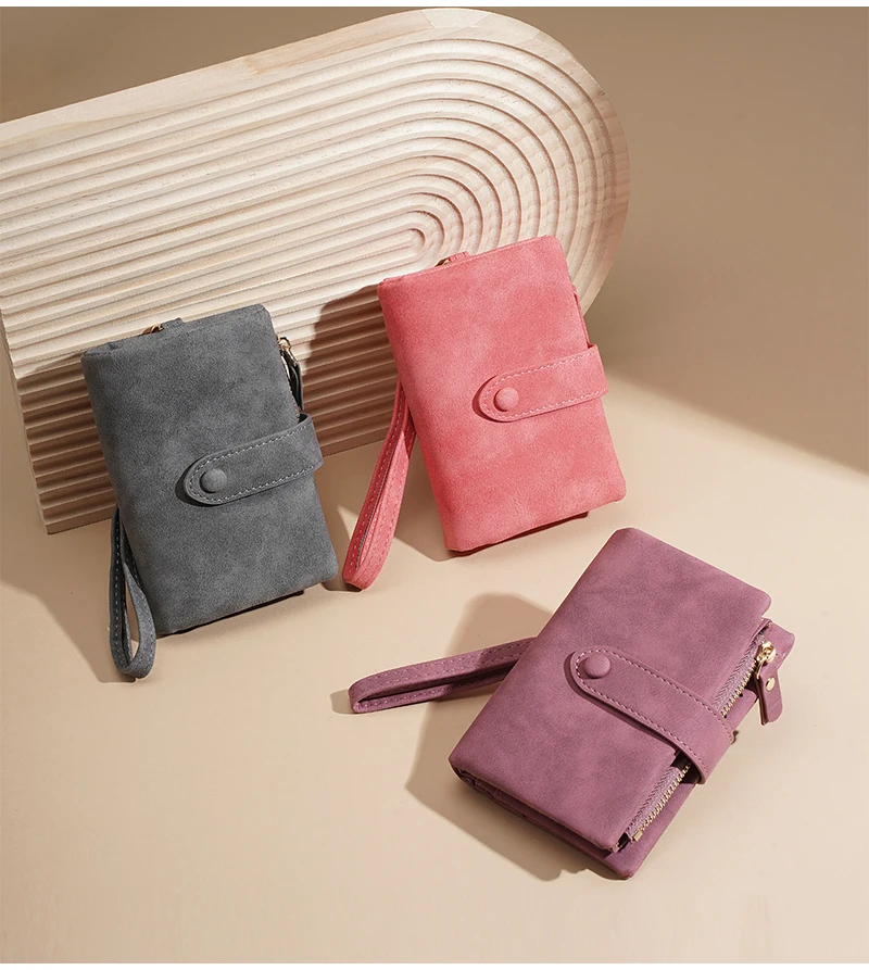 Baellerry Women Short Wallets Top Quality Card Holder Snap Button Zipper Femal Coin Compact Simple Card Clips For Girls