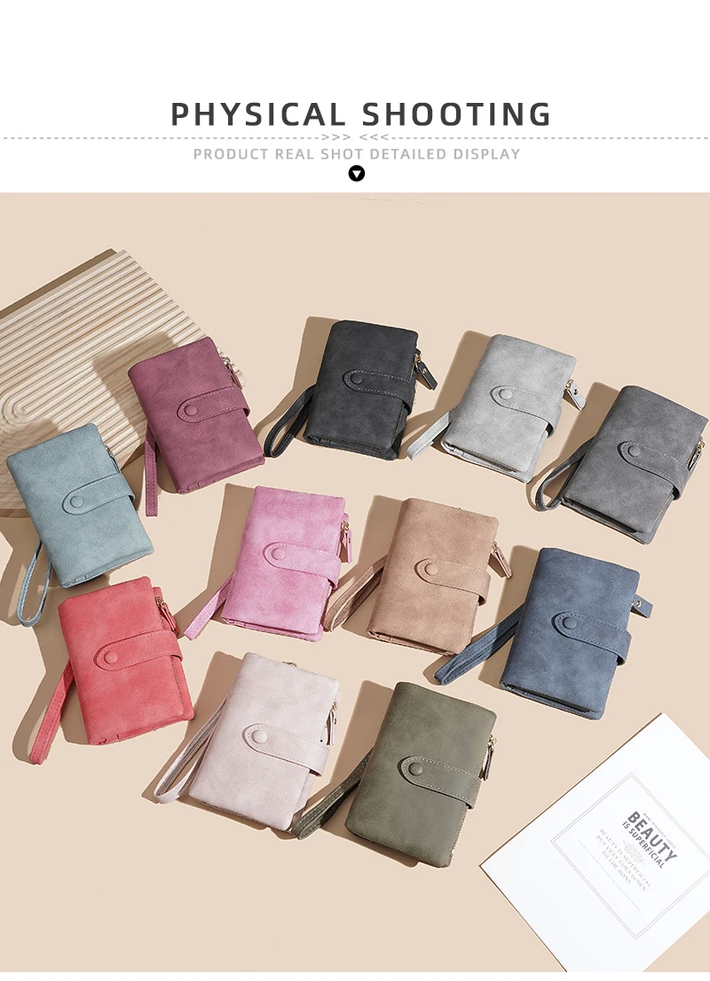 Baellerry Women Short Wallets Top Quality Card Holder Snap Button Zipper Femal Coin Compact Simple Card Clips For Girls