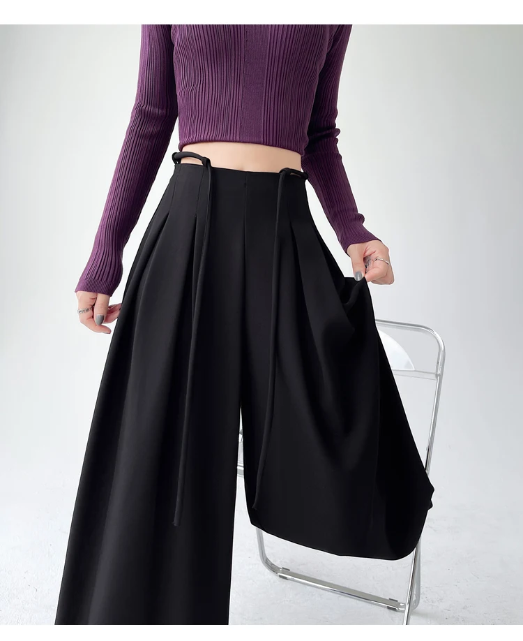 Fashion Street Casual Loose Woman Pants Summer New Solid Color Slim Women Pants Simple Basic Black Apricot Wide Leg Pants Female