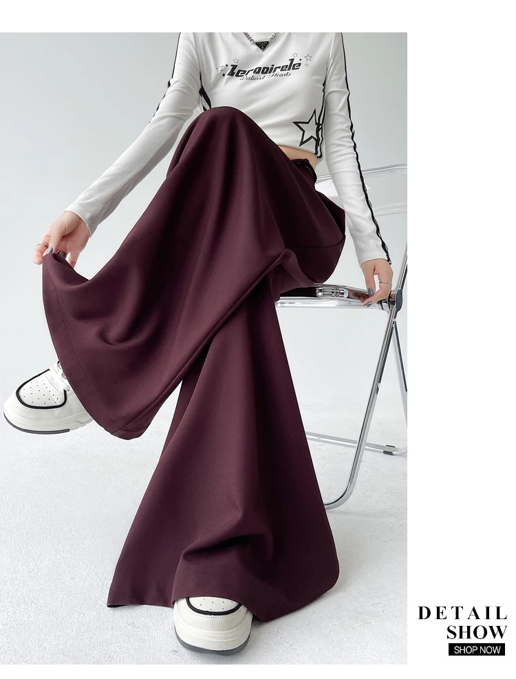 Fashion Street Casual Loose Woman Pants Summer New Solid Color Slim Women Pants Simple Basic Black Apricot Wide Leg Pants Female