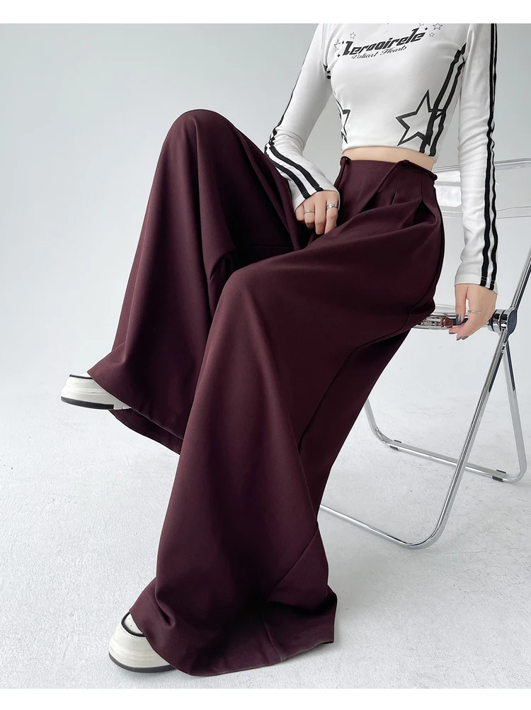 Fashion Street Casual Loose Woman Pants Summer New Solid Color Slim Women Pants Simple Basic Black Apricot Wide Leg Pants Female