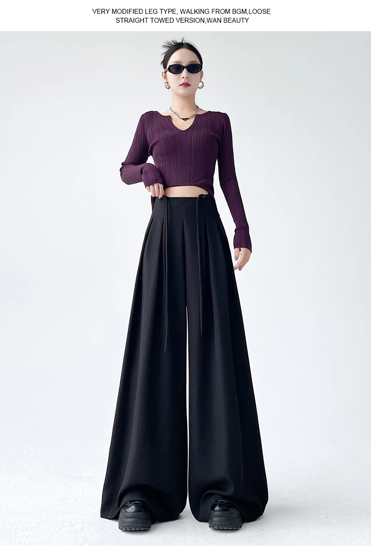 Fashion Street Casual Loose Woman Pants Summer New Solid Color Slim Women Pants Simple Basic Black Apricot Wide Leg Pants Female