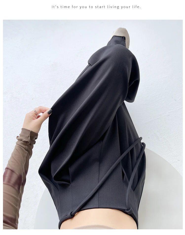 Fashion Street Casual Loose Woman Pants Summer New Solid Color Slim Women Pants Simple Basic Black Apricot Wide Leg Pants Female