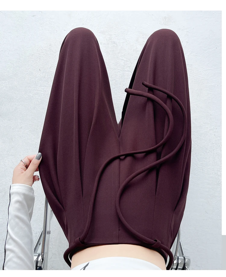 Fashion Street Casual Loose Woman Pants Summer New Solid Color Slim Women Pants Simple Basic Black Apricot Wide Leg Pants Female