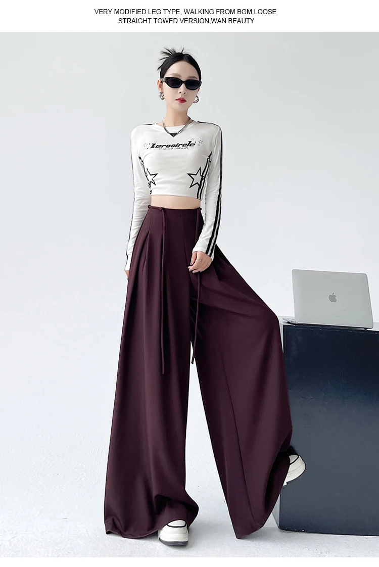 Fashion Street Casual Loose Woman Pants Summer New Solid Color Slim Women Pants Simple Basic Black Apricot Wide Leg Pants Female