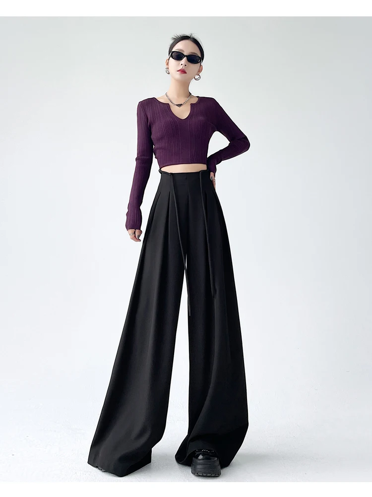 Fashion Street Casual Loose Woman Pants Summer New Solid Color Slim Women Pants Simple Basic Black Apricot Wide Leg Pants Female