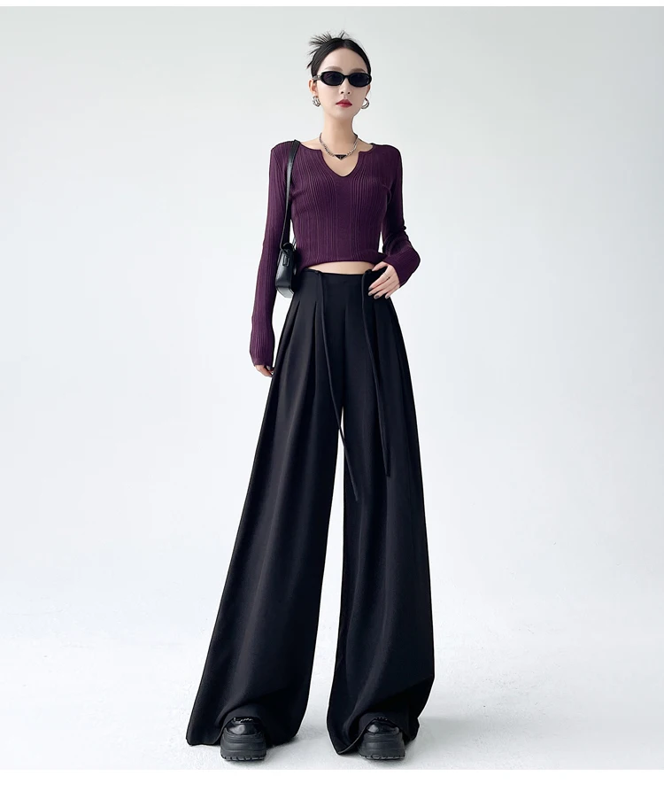 Fashion Street Casual Loose Woman Pants Summer New Solid Color Slim Women Pants Simple Basic Black Apricot Wide Leg Pants Female