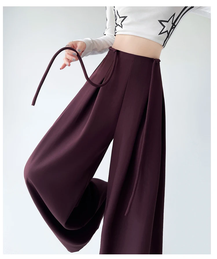 Fashion Street Casual Loose Woman Pants Summer New Solid Color Slim Women Pants Simple Basic Black Apricot Wide Leg Pants Female