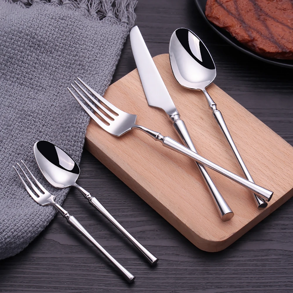 5 Pieces Knife Fork Spoon Set Gold Cutlery Complete Stainless Steel Tableware Matte Black Dinnerware Sliver Kitchen Utensils