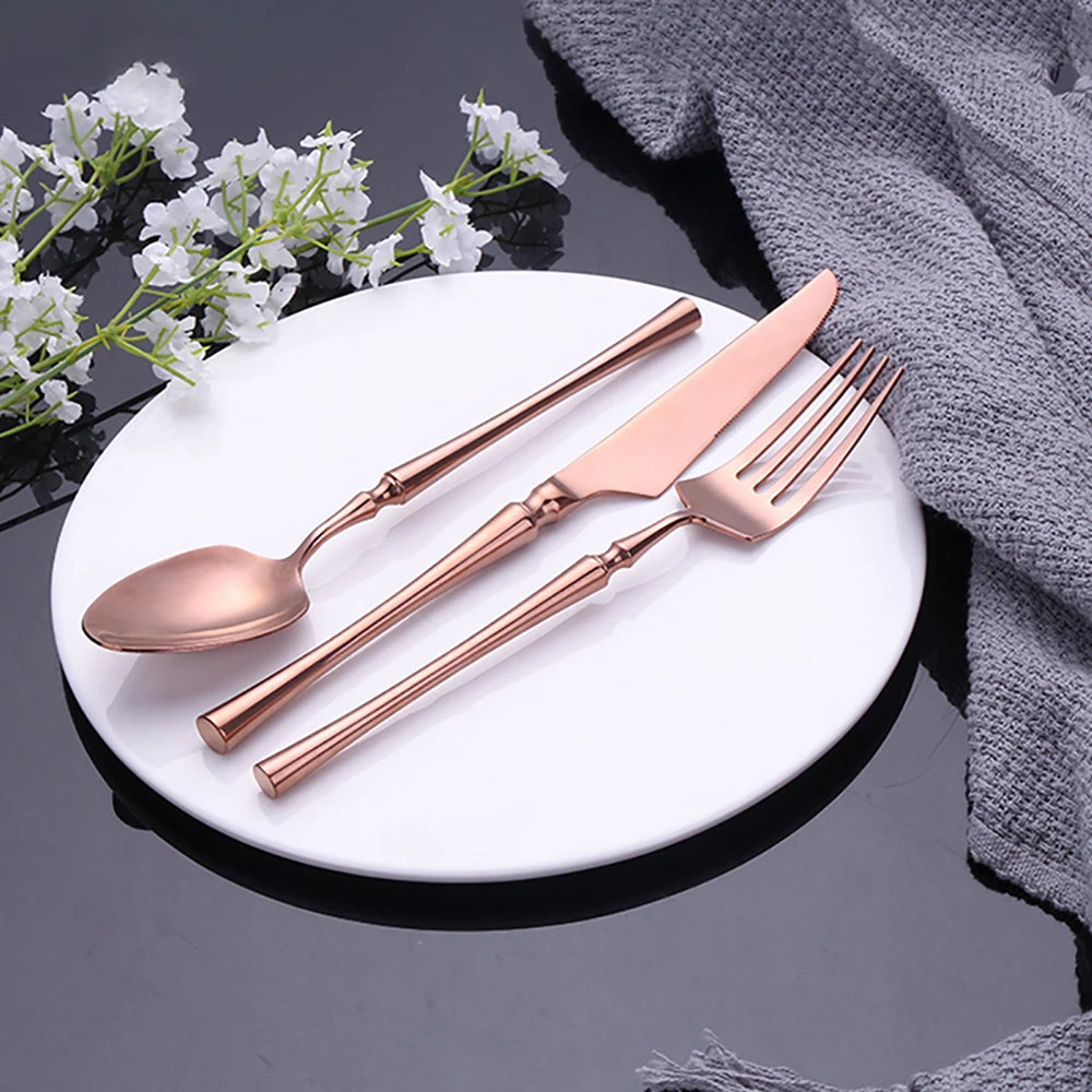 5 Pieces Knife Fork Spoon Set Gold Cutlery Complete Stainless Steel Tableware Matte Black Dinnerware Sliver Kitchen Utensils