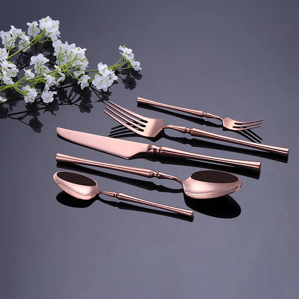 5 Pieces Knife Fork Spoon Set Gold Cutlery Complete Stainless Steel Tableware Matte Black Dinnerware Sliver Kitchen Utensils