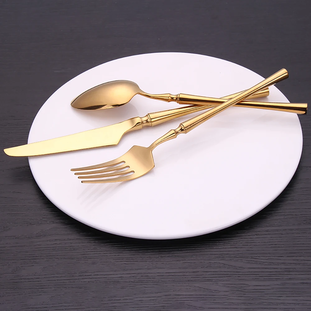 5 Pieces Knife Fork Spoon Set Gold Cutlery Complete Stainless Steel Tableware Matte Black Dinnerware Sliver Kitchen Utensils