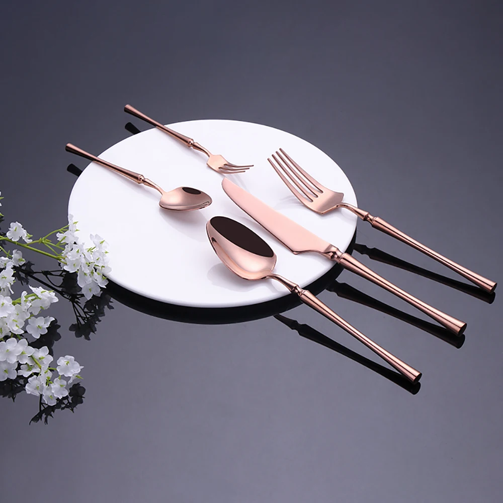 5 Pieces Knife Fork Spoon Set Gold Cutlery Complete Stainless Steel Tableware Matte Black Dinnerware Sliver Kitchen Utensils
