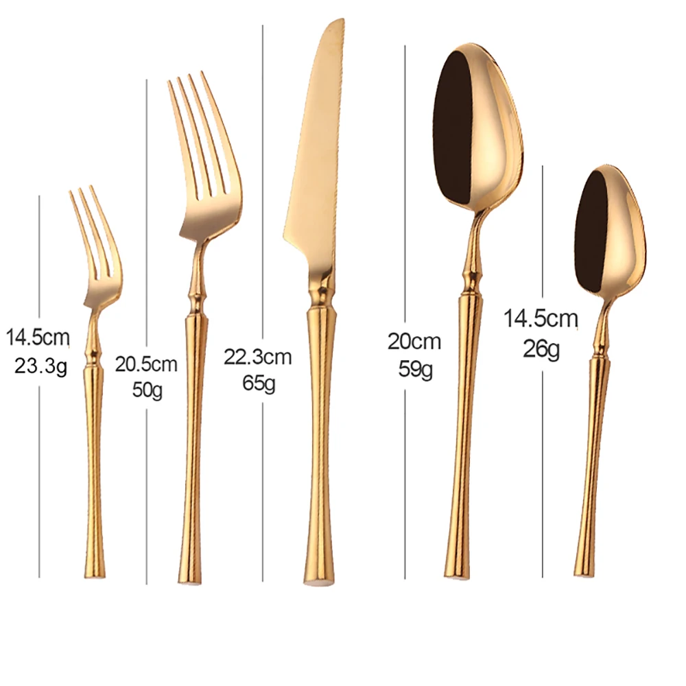 5 Pieces Knife Fork Spoon Set Gold Cutlery Complete Stainless Steel Tableware Matte Black Dinnerware Sliver Kitchen Utensils