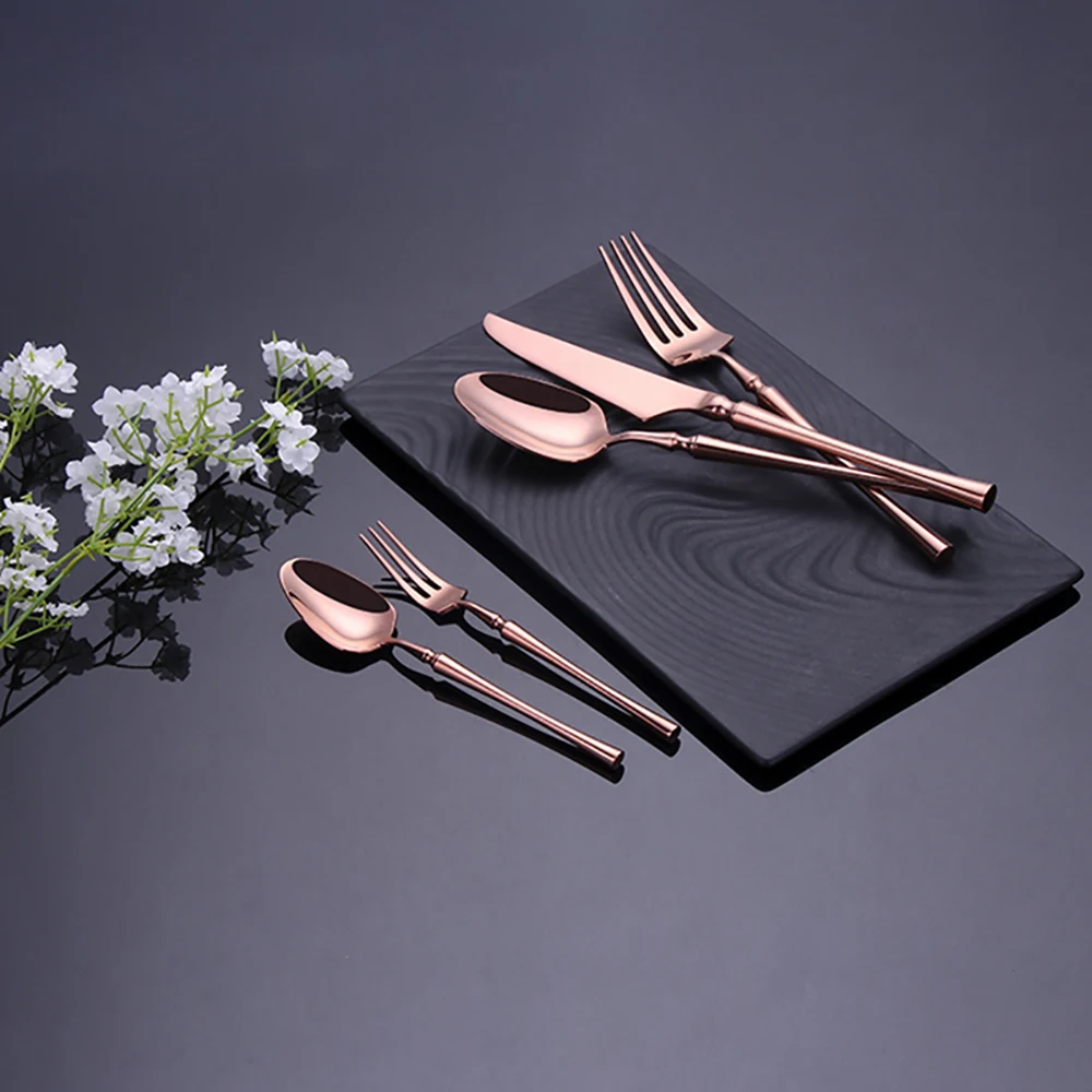 5 Pieces Knife Fork Spoon Set Gold Cutlery Complete Stainless Steel Tableware Matte Black Dinnerware Sliver Kitchen Utensils