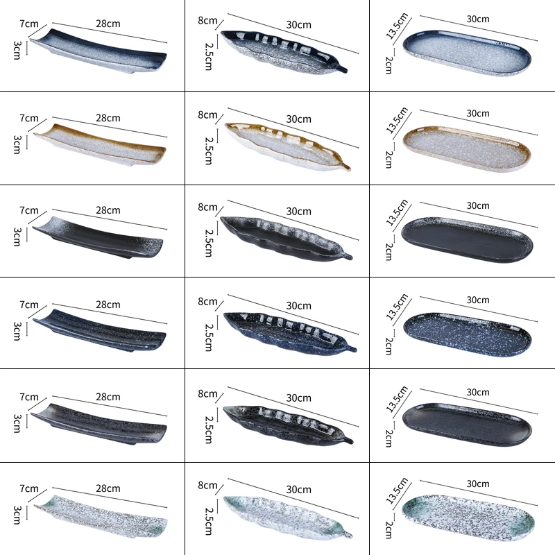Japanese Cuisine Sashimi Cutlery Ceramic Cold Dish Saury Sushi Serving Plate Eel Sashimi Platter Dessert Plate Snack Tray