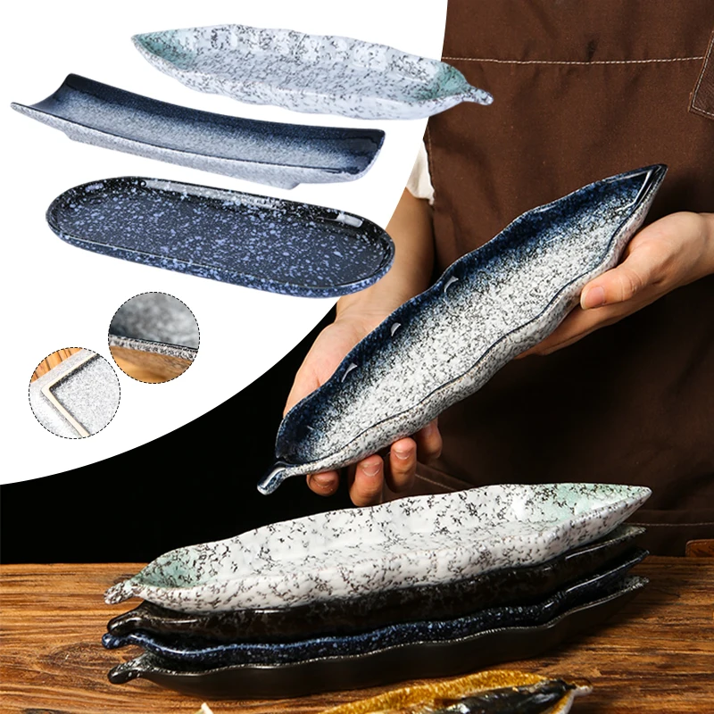 Japanese Cuisine Sashimi Cutlery Ceramic Cold Dish Saury Sushi Serving Plate Eel Sashimi Platter Dessert Plate Snack Tray