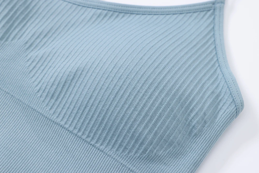 Strappy Tank Yoga Sports Vest With Chest Pad Ribbed High Elastic Women Sports Yoga Bras