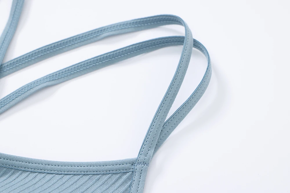 Strappy Tank Yoga Sports Vest With Chest Pad Ribbed High Elastic Women Sports Yoga Bras