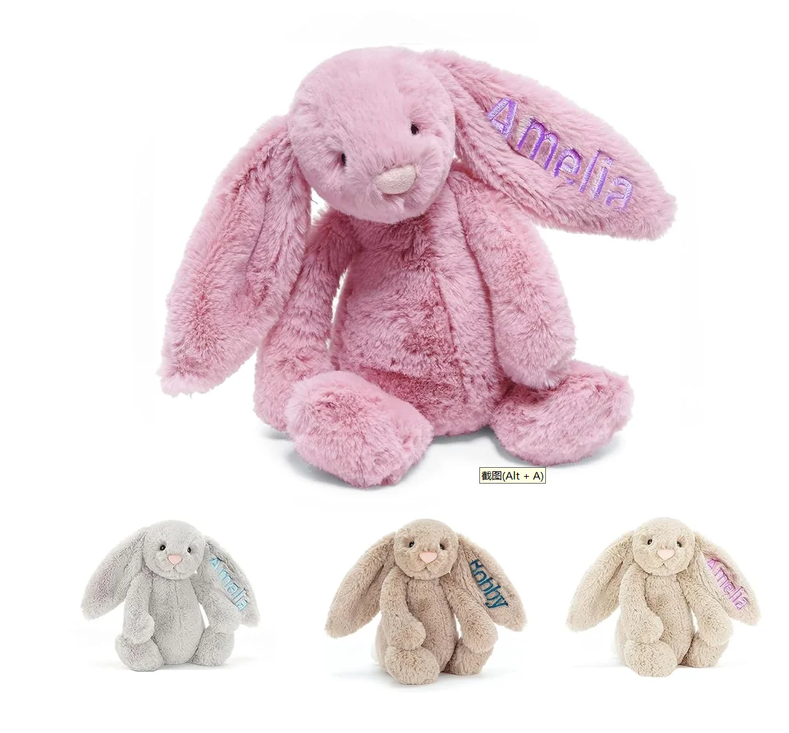 Personalized plush toys 40cm bunny Embroidered Plush Long Ear Bunny kidsName Custom Stuffed Bunny Animal Dolls Birthday Gift