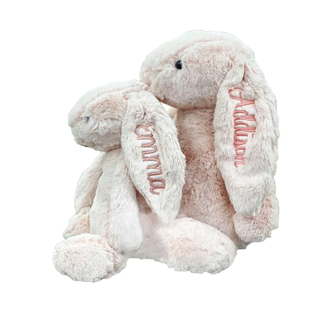 Personalized plush toys 40cm bunny Embroidered Plush Long Ear Bunny kidsName Custom Stuffed Bunny Animal Dolls Birthday Gift
