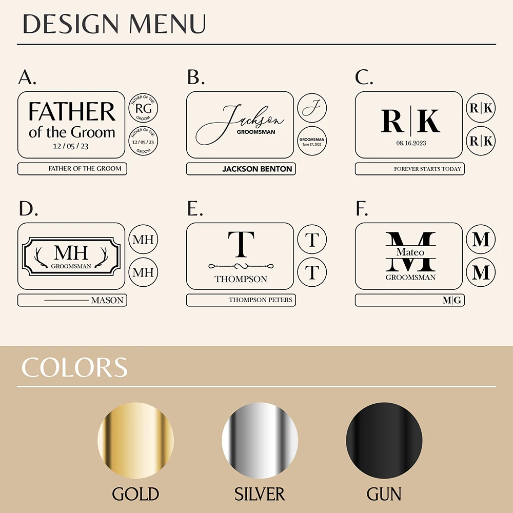 Custom Metal Cufflinks Tie Clip & Rectangle Gift Box Engraved Gift for Dad and Groomsmen Personalized Best Man Cufflinks Set