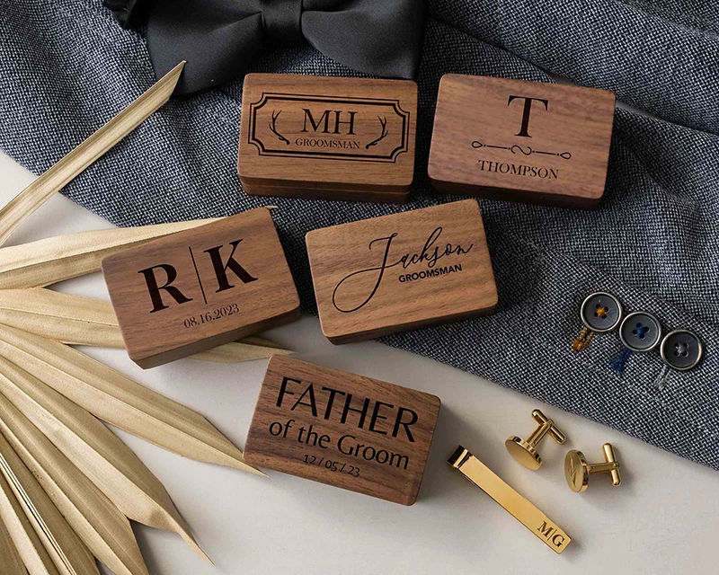 Custom Metal Cufflinks Tie Clip & Rectangle Gift Box Engraved Gift for Dad and Groomsmen Personalized Best Man Cufflinks Set