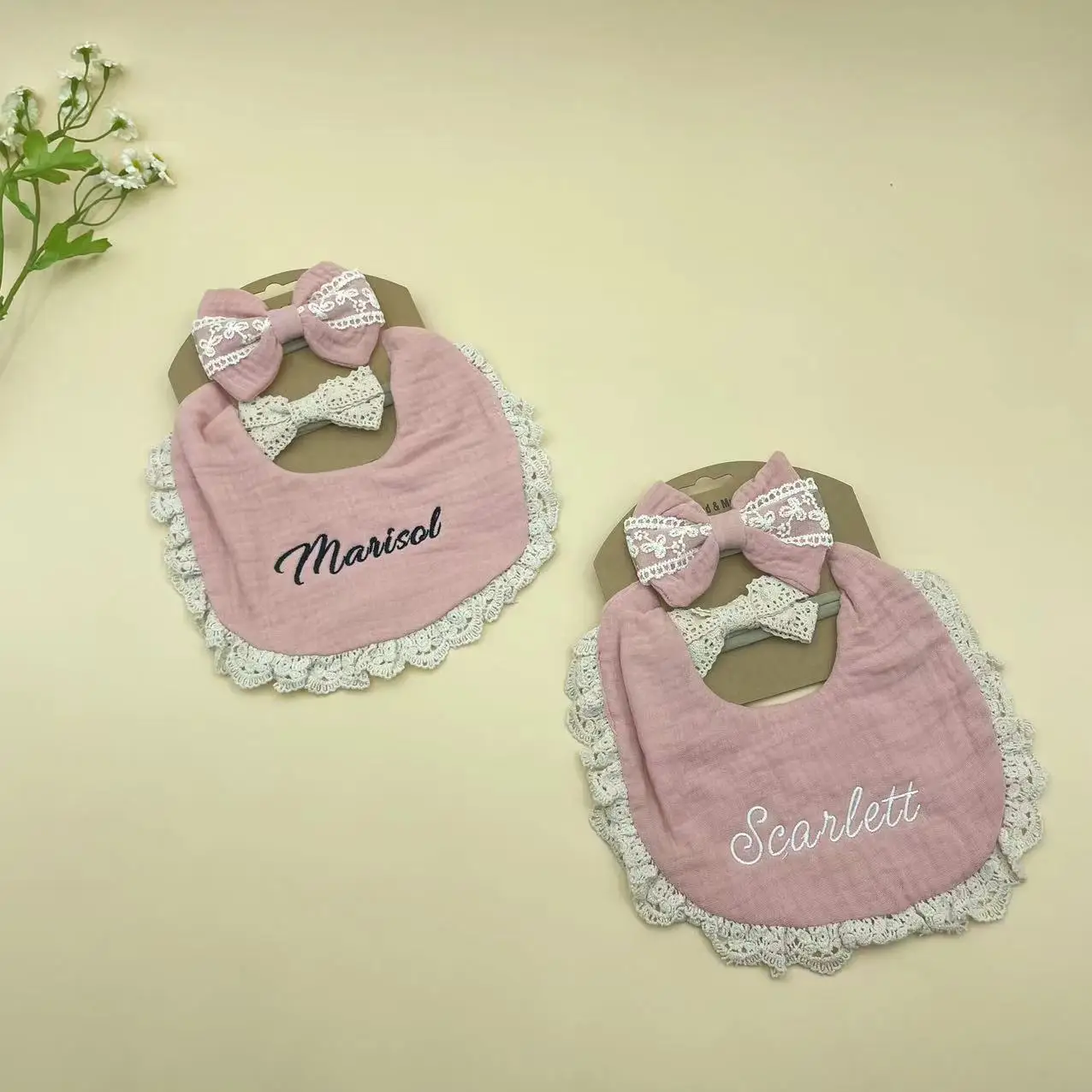 Personalized Cotton Baby Bib Custom Name Kids Feeding Saliva Towel Newborn Shower Gift Birth Gifts