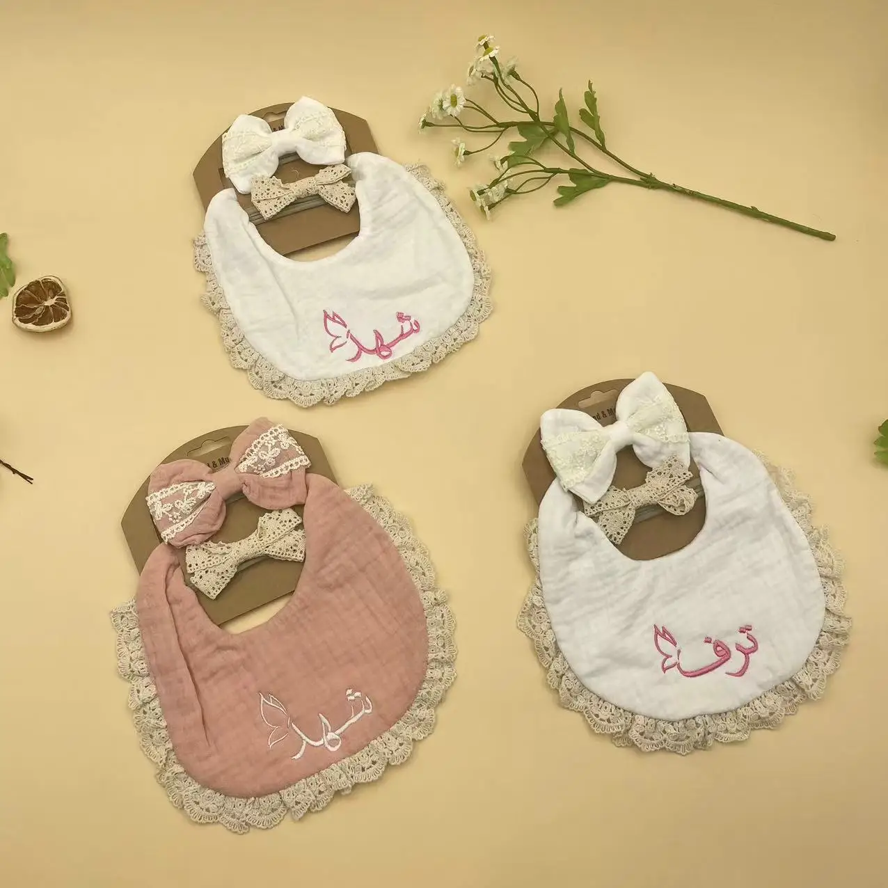 Personalized Cotton Baby Bib Custom Name Kids Feeding Saliva Towel Newborn Shower Gift Birth Gifts